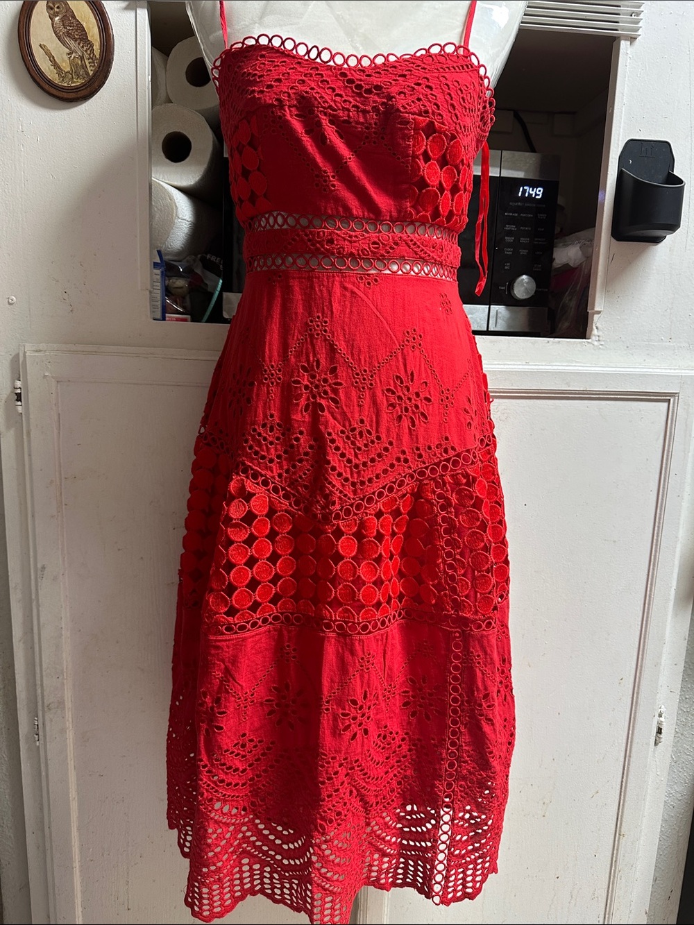 ASOS Red Crochet Midi Dress